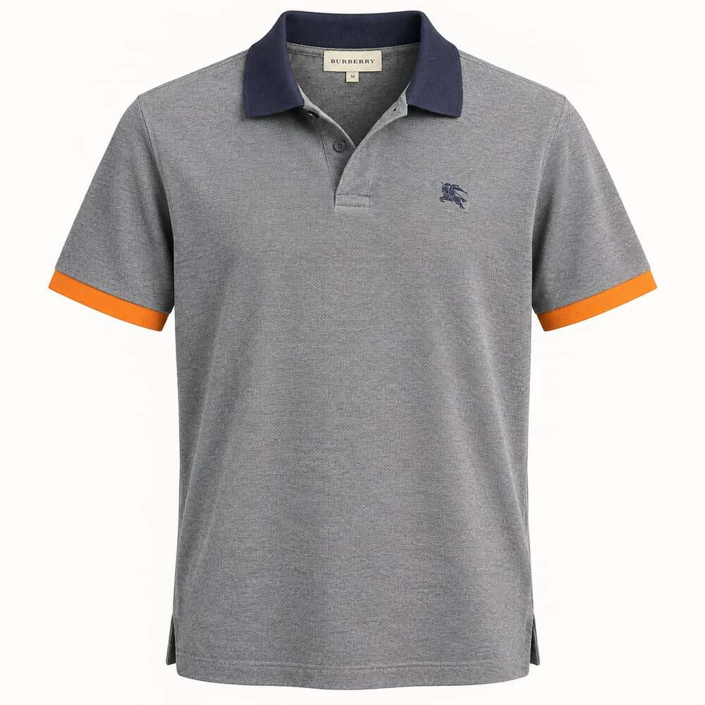 Burberry Brit Grey Cotton Contrast Detail Polo Shirt